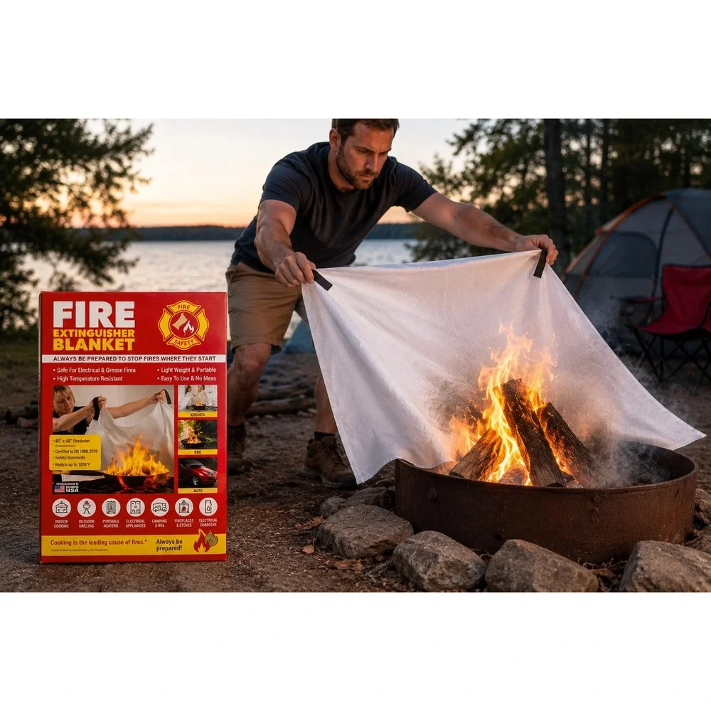 2 Pack Fire Extinguisher Blanket 40x40 Kitchen Grease BBQ RV Home Emergency New!